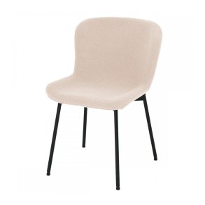 Teddy spisebordsstol - beige bouclé stof og sort metal