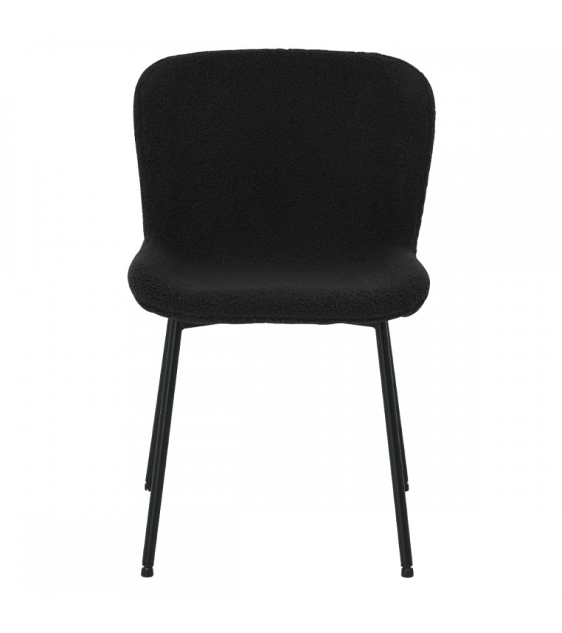 Teddy spisebordsstol - sort bouclé stof og sort metal