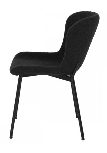 Teddy spisebordsstol - sort bouclé stof og sort metal