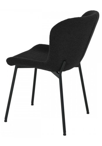 Teddy spisebordsstol - sort bouclé stof og sort metal