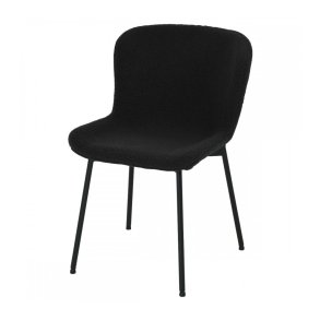 Teddy spisebordsstol - sort bouclé stof og sort metal