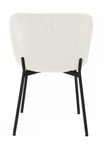 Teddy spisebordsstol - hvid bouclé stof og sort metal