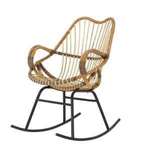 BLOOMINGVILLE Reine gyngestol, m. armln - natur rattan og sort metal