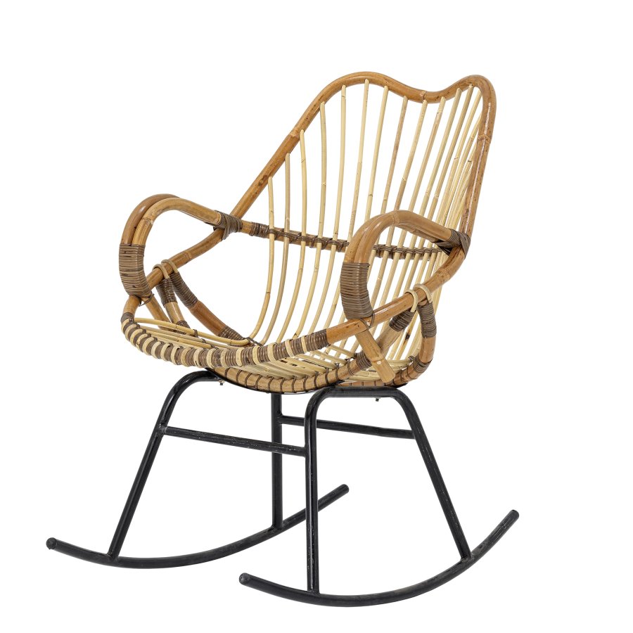 BLOOMINGVILLE Reine gyngestol, m. armln - natur rattan og sort metal