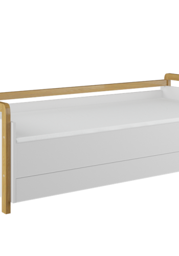 Victor sovesofa, inkl. lamelbund og skuffe, uden madras - hvid laminat og natur eg (180x80)