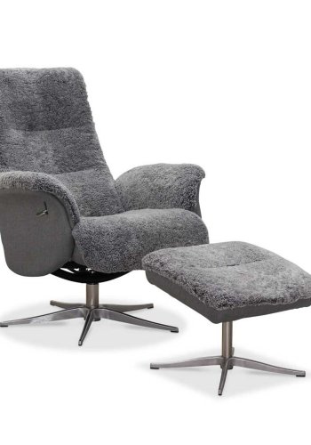 HAGA Ullrik lnestol - lysegr freskind/stof, m. drejefunktion, justerbar rygln, inkl. skammel