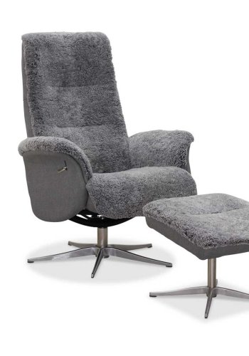 HAGA Ullrik lnestol - lysegr freskind/stof, m. drejefunktion, justerbar rygln, inkl. skammel