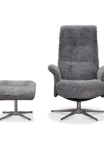 HAGA Ullrik lnestol - lysegr freskind/stof, m. drejefunktion, justerbar rygln, inkl. skammel