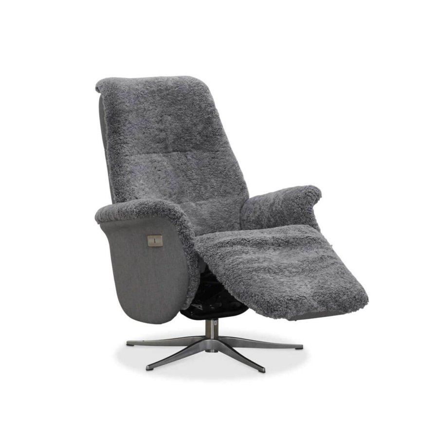 HAGA Ullrik lnestol - lysegr freskind/stof, m. drejefunktion, justerbar rygln/fodsttte, m. el