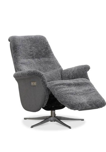 HAGA Ullrik lnestol - lysegr freskind/stof, m. drejefunktion, justerbar rygln/fodsttte, m. el