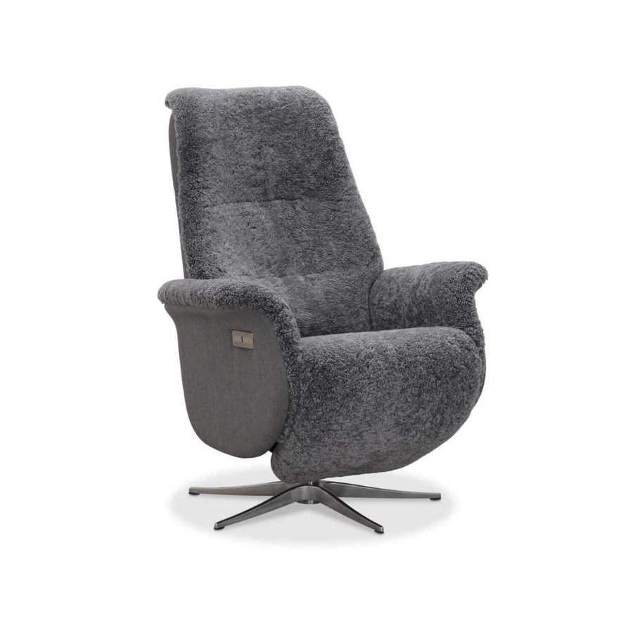 HAGA Ullrik lnestol - lysegr freskind/stof, m. drejefunktion, justerbar rygln/fodsttte, m. el