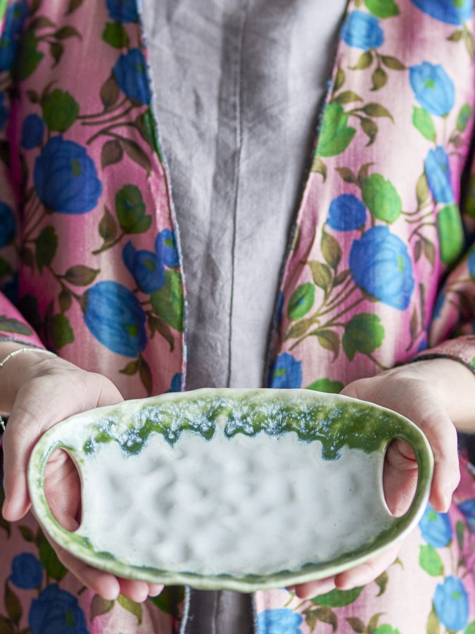 CREATIVE COLLECTION Prim Serveringsfad, Grn, Stentj