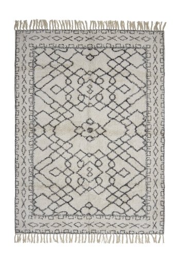 BLOOMINGVILLE Jaqueline gulvtppe, rektangulr - hvid og sort bomuld (200x140)