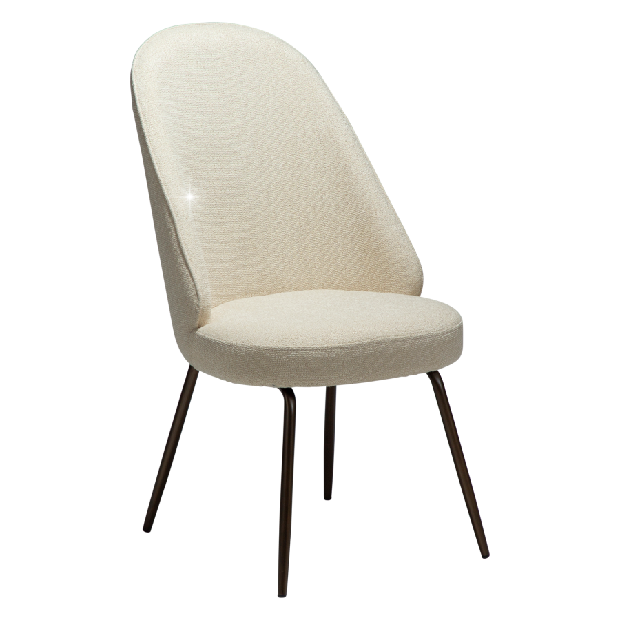 DANFORM Utopia spisebordsstol, hj ryg - matteret mandel boucléstof m. glimmer og antik messing stl