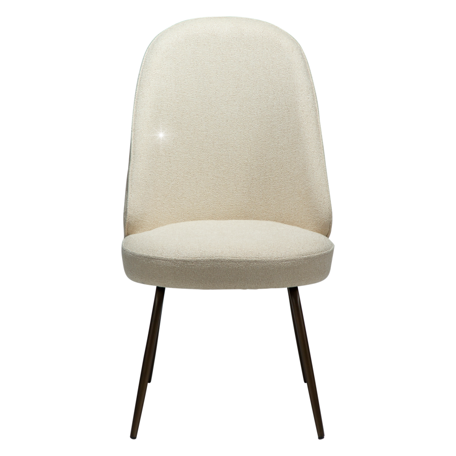 DANFORM Utopia spisebordsstol, hj ryg - matteret mandel boucléstof m. glimmer og antik messing stl