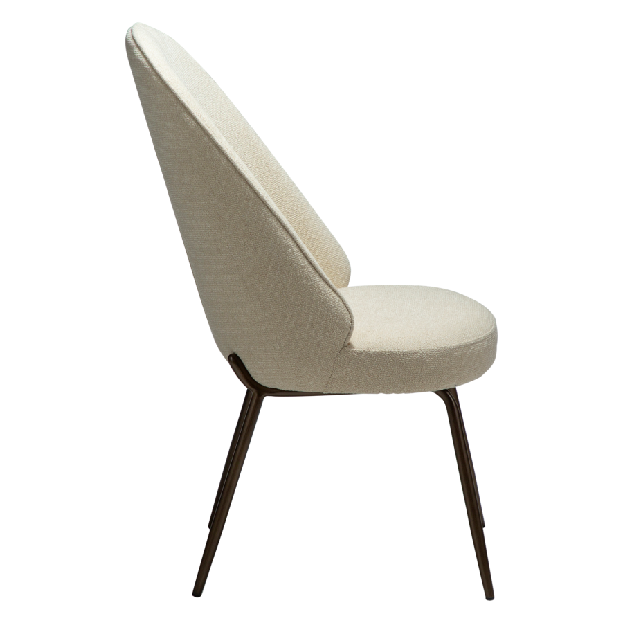 DANFORM Utopia spisebordsstol, hj ryg - matteret mandel boucléstof m. glimmer og antik messing stl