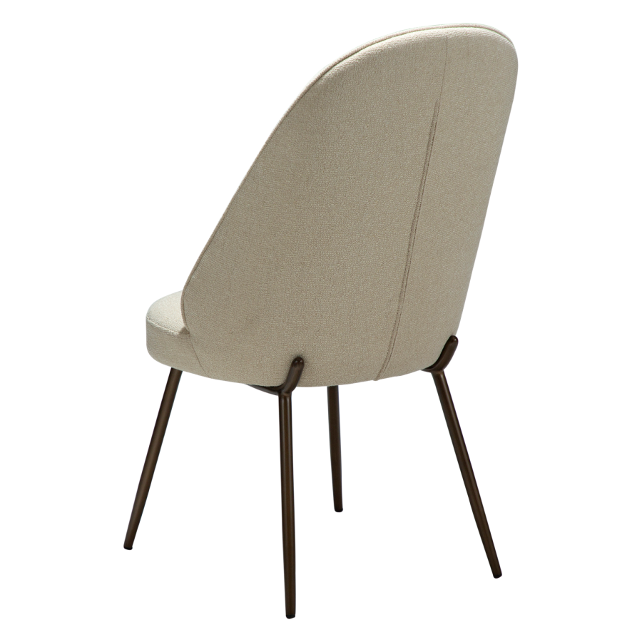 DANFORM Utopia spisebordsstol, hj ryg - matteret mandel boucléstof m. glimmer og antik messing stl