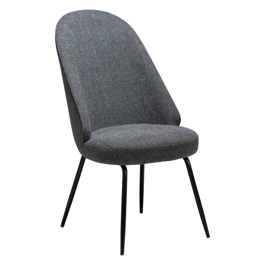 DANFORM Utopia spisebordsstol, hj ryg - pebble gr boucléstof og sort stl