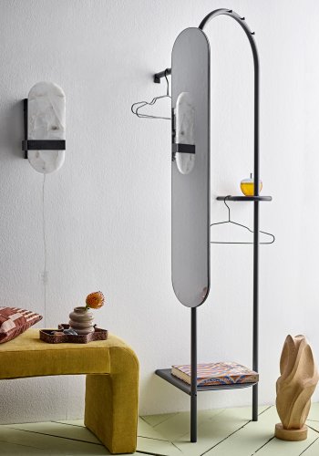 BLOOMINGVILLE Taco vglampe - alabast med marmor look og sort jern