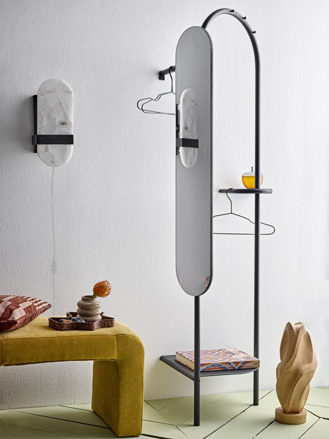 BLOOMINGVILLE Taco vglampe - alabast med marmor look og sort jern