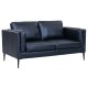 Valencia 2 pers. sofa - sort semianilin lder og sort metal