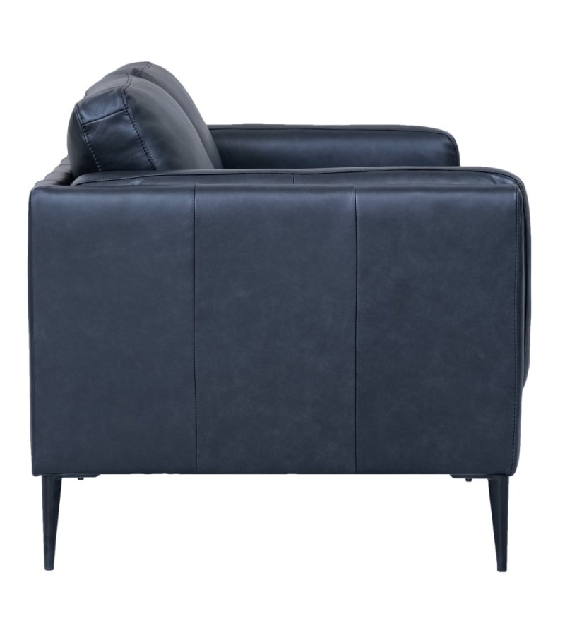 Valencia 2 pers. sofa - sort semianilin lder og sort metal