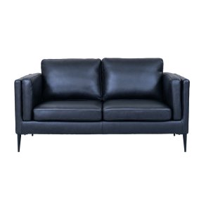 Valencia 2 pers. sofa - sort semianilin lder og sort metal