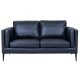 Valencia 2 pers. sofa - sort semianilin lder og sort metal