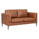 Valencia 2 pers. sofa - lysebrun semianilin lder og sort metal