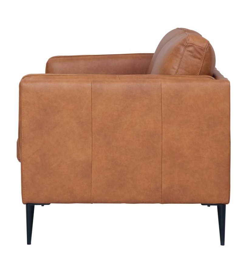 Valencia 2 pers. sofa - lysebrun semianilin lder og sort metal