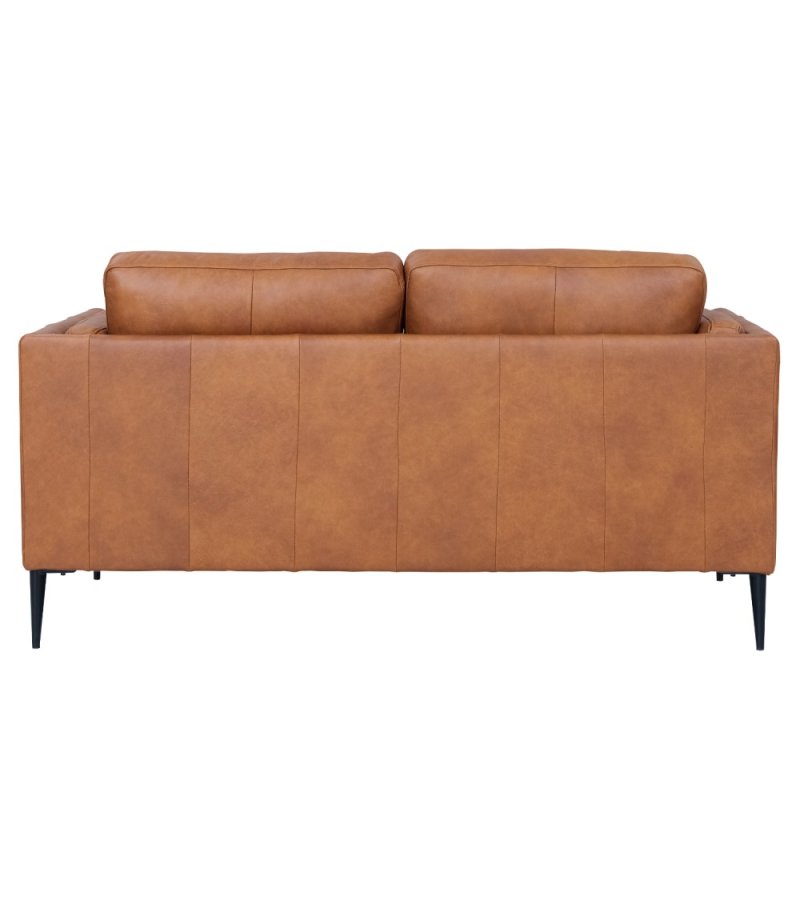 Valencia 2 pers. sofa - lysebrun semianilin lder og sort metal