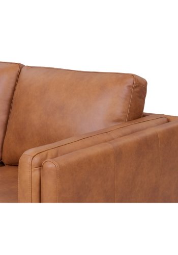 Valencia 2 pers. sofa - lysebrun semianilin lder og sort metal