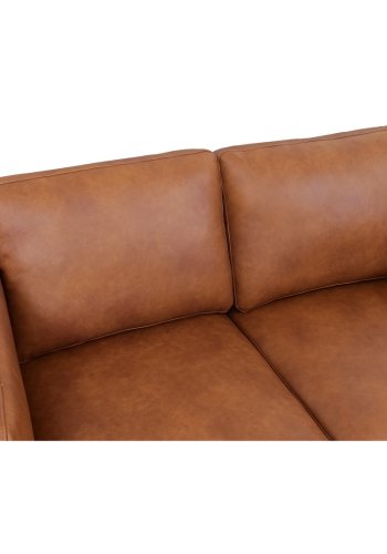 Valencia 2 pers. sofa - lysebrun semianilin lder og sort metal