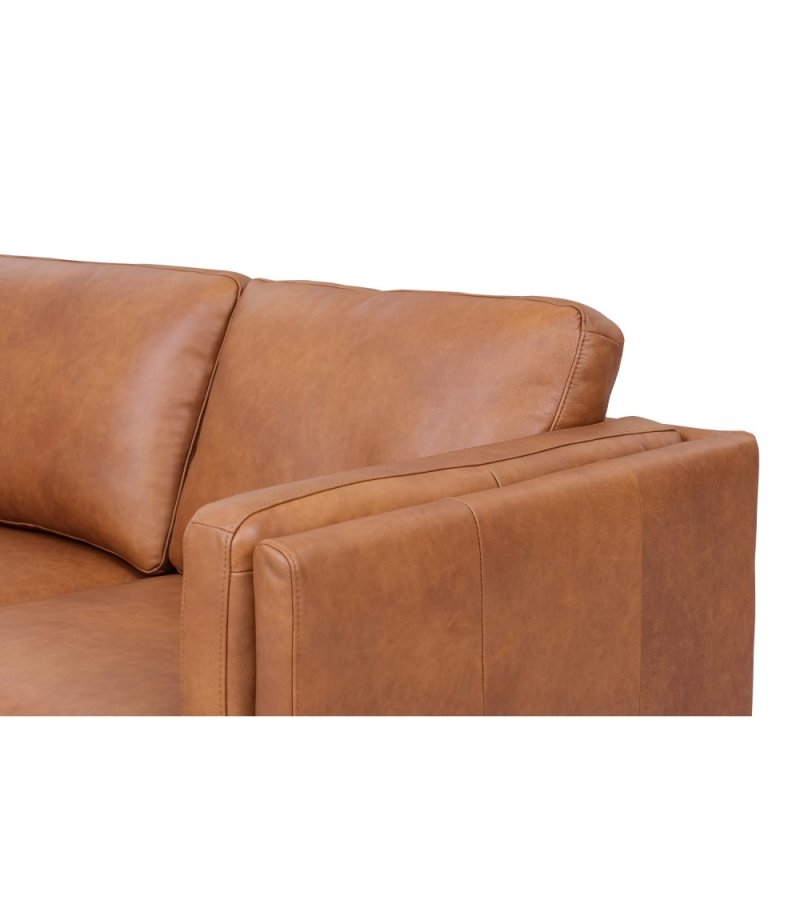 Valencia 2 pers. sofa - lysebrun semianilin lder og sort metal