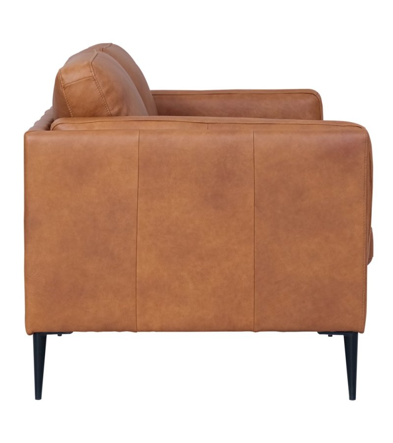 Valencia 2 pers. sofa - lysebrun semianilin lder og sort metal