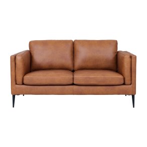 Valencia 2 pers. sofa - lysebrun semianilin lder og sort metal