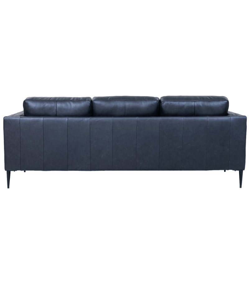 Valencia 3 pers. sofa - sort semianilin lder og sort metal