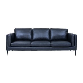 Valencia 3 pers. sofa - sort semianilin lder og sort metal