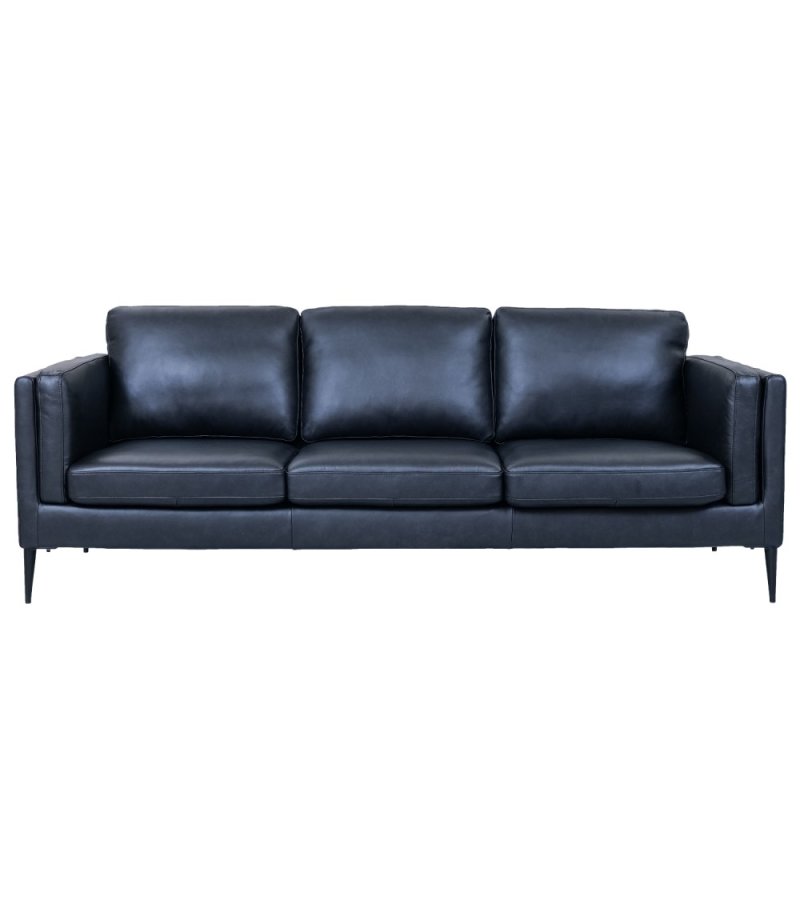 Valencia 3 pers. sofa - sort semianilin lder og sort metal