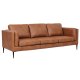 Valencia 3 pers. sofa - lysebrun semianilin lder og sort metal