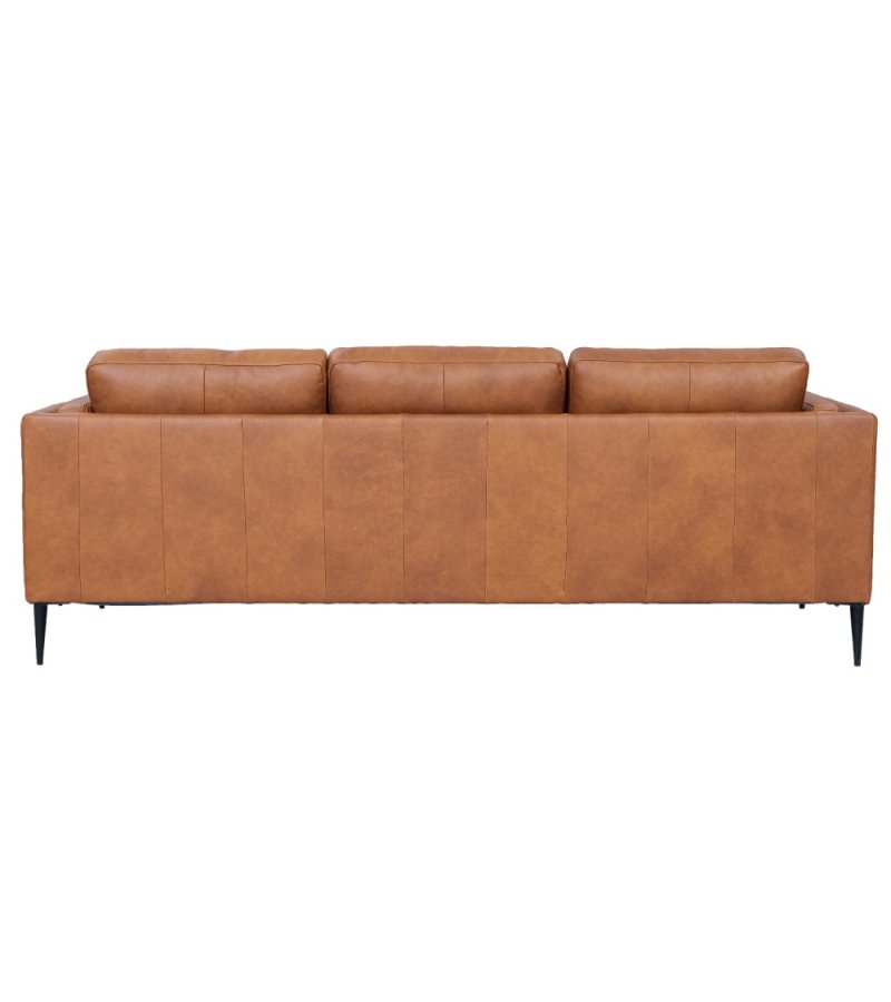Valencia 3 pers. sofa - lysebrun semianilin lder og sort metal