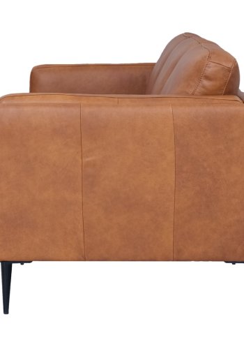 Valencia 3 pers. sofa - lysebrun semianilin lder og sort metal