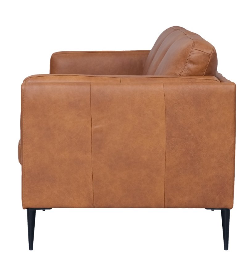 Valencia 3 pers. sofa - lysebrun semianilin lder og sort metal