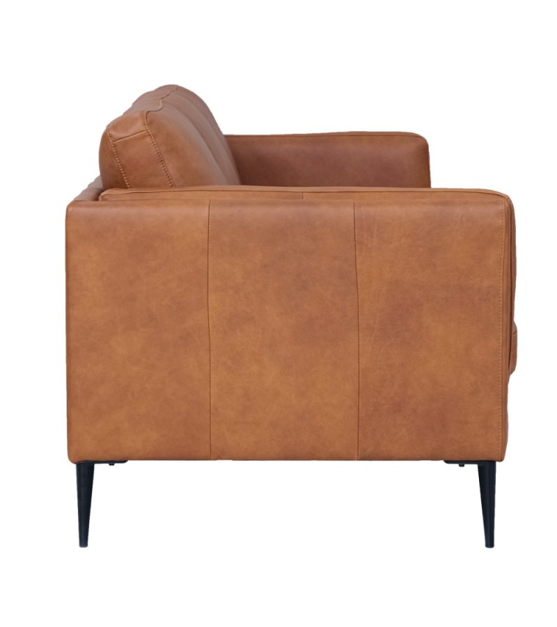 Valencia 3 pers. sofa - lysebrun semianilin lder og sort metal