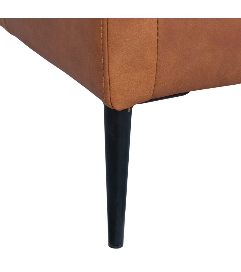 Valencia 3 pers. sofa - lysebrun semianilin lder og sort metal