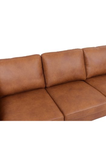 Valencia 3 pers. sofa - lysebrun semianilin lder og sort metal