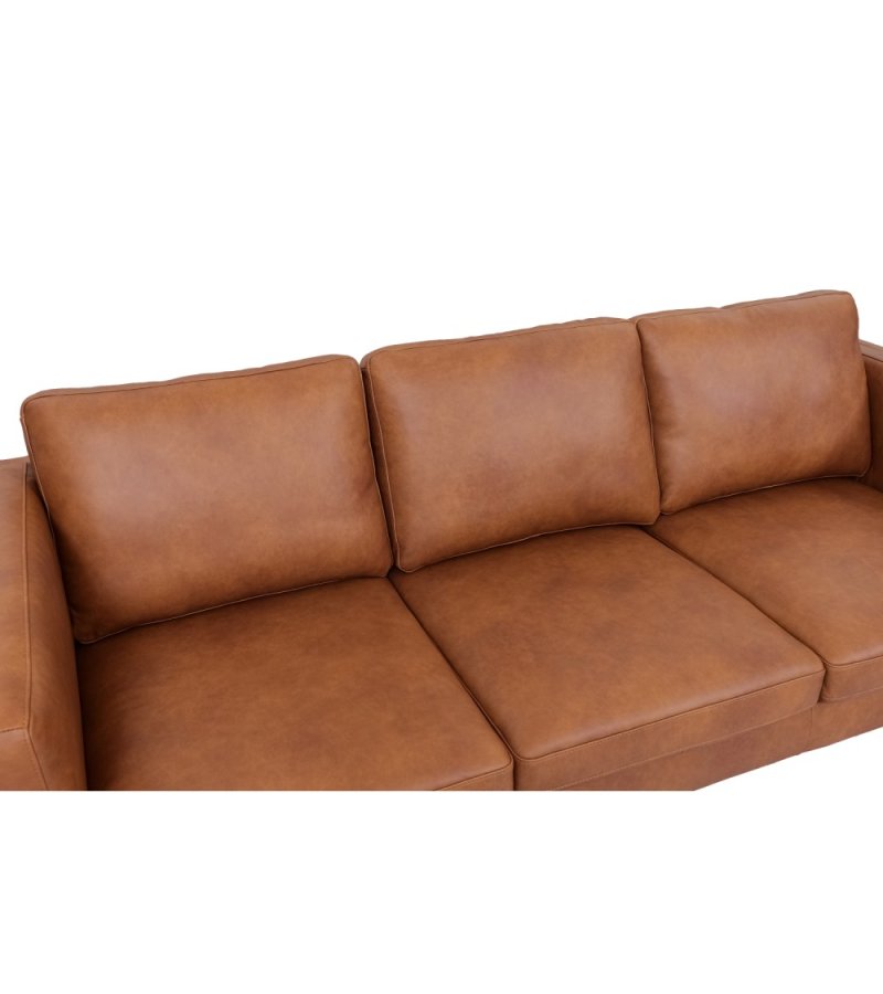 Valencia 3 pers. sofa - lysebrun semianilin lder og sort metal