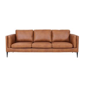 Valencia 3 pers. sofa - lysebrun semianilin lder og sort metal