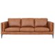 Valencia 3 pers. sofa - lysebrun semianilin lder og sort metal