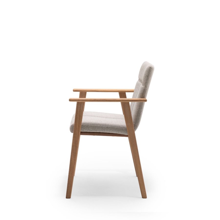 NocNoi Ven spisebordsstol med armln, stof og massivt egetr